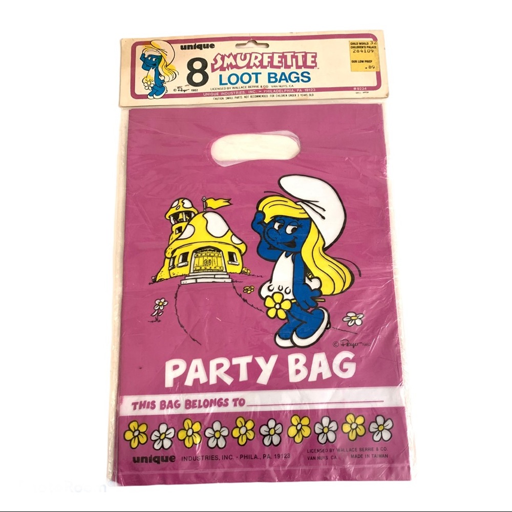 Vintage Smurfette Loot Party Bag 1982